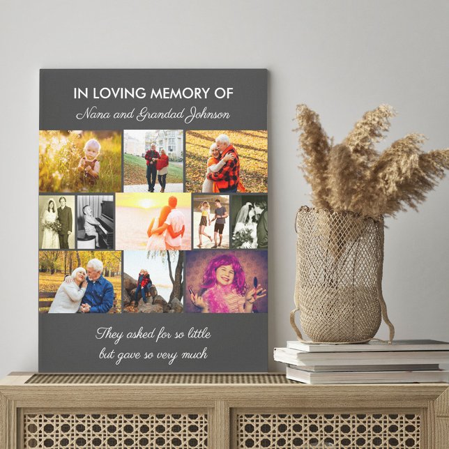 In Loving Memory Memorial Quote Grey Photo Collage Canvas Print (Creator Uploaded)