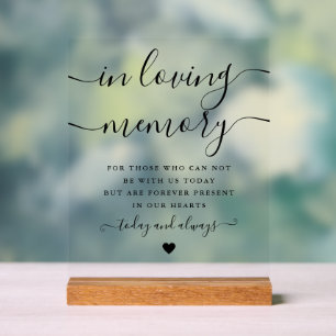 In Loving Memory Memorial Script Wedding Acrylic Sign