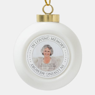 In Loving Memory Memorial Simple Elegant Photo Ceramic Ball Christmas Ornament