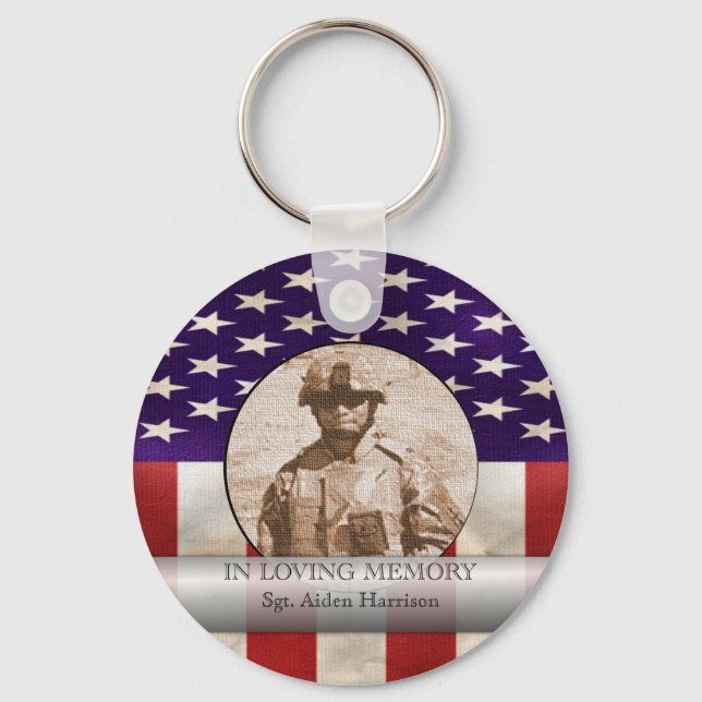 In Loving Memory Military Photo Personalized Keychain (Front)