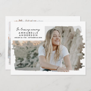 In Loving Memory Modern 2-Photo Funeral/Memorial Thank You Card