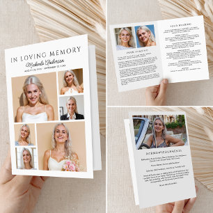 In Loving Memory Modern 9-Photo Folded Funeral Program