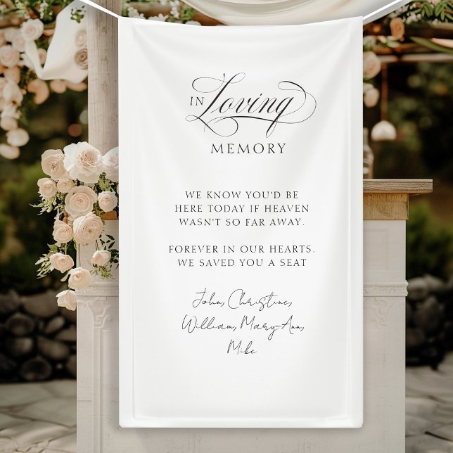 "In Loving Memory" Modern, Calligraphy, Wedding Banner (Customer specific, modern, calligraphy, wedding, memorial, script font, white, banner. )