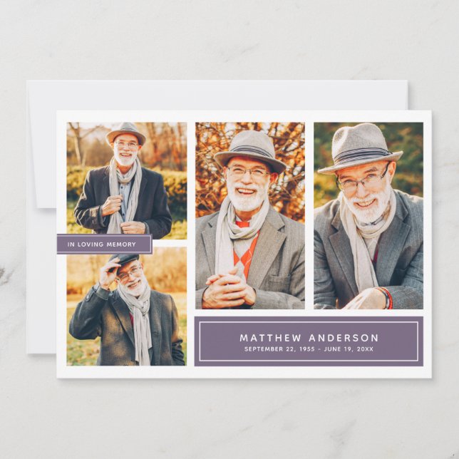 In Loving Memory Modern Colour Photo Thank You Card (Front)