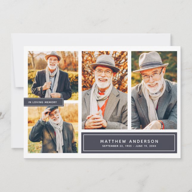 In Loving Memory Modern Colour Photo Thank You Card (Front)