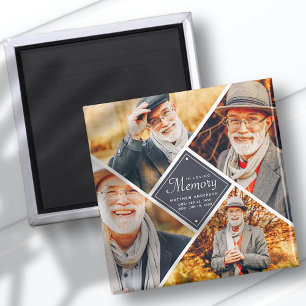 In Loving Memory Modern Cross Multi Photo Template Magnet