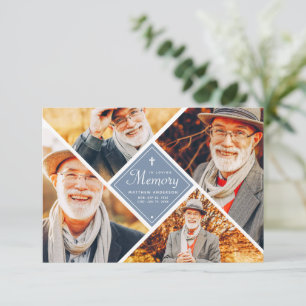 In Loving Memory Modern Cross Multi Photo Thank You Card
