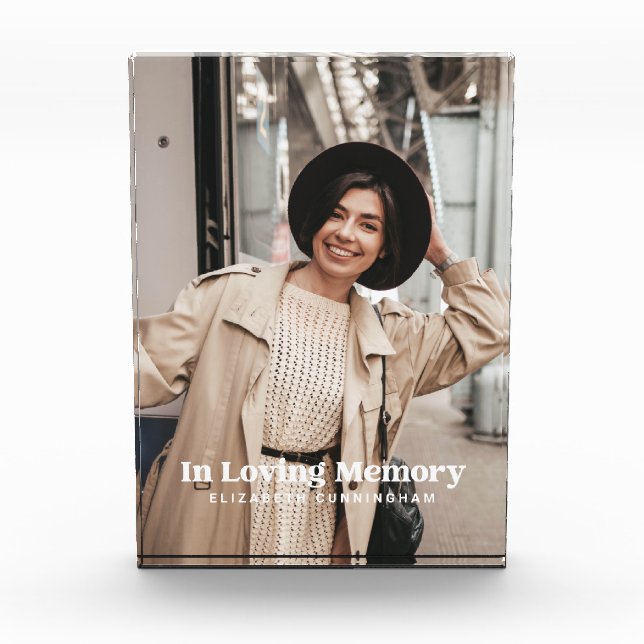 In Loving Memory Modern Custom Photo Memorial Block (Front)