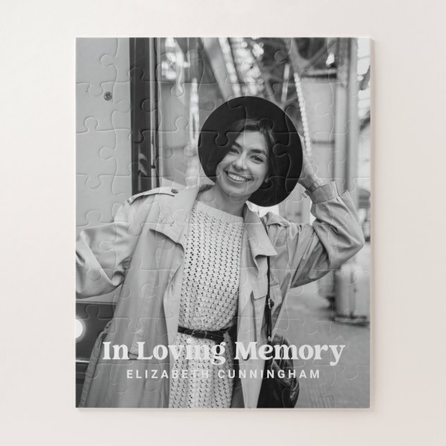 In Loving Memory Modern Custom Photo Memorial Jigsaw Puzzle (Vertical)