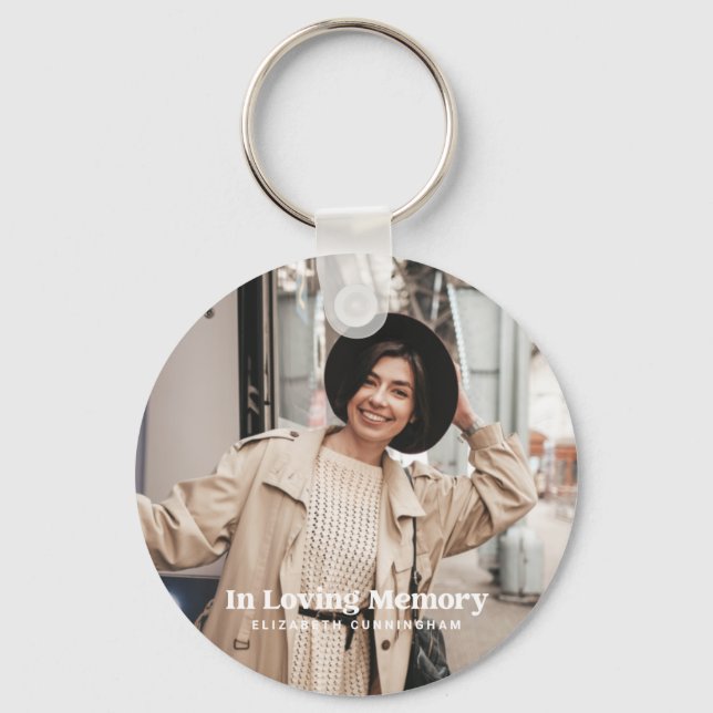 In Loving Memory Modern Custom Photo Memorial Keychain (Front)