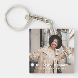 In Loving Memory Modern Custom Photo Memorial Keychain