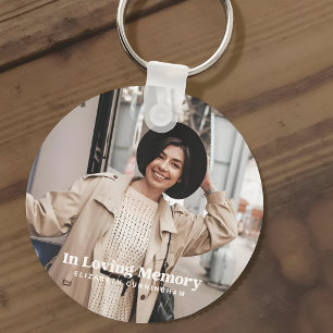 In Loving Memory Modern Custom Photo Memorial Keychain