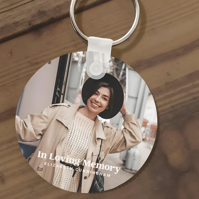 In Loving Memory Modern Custom Photo Memorial Keychain (Creator Uploaded)