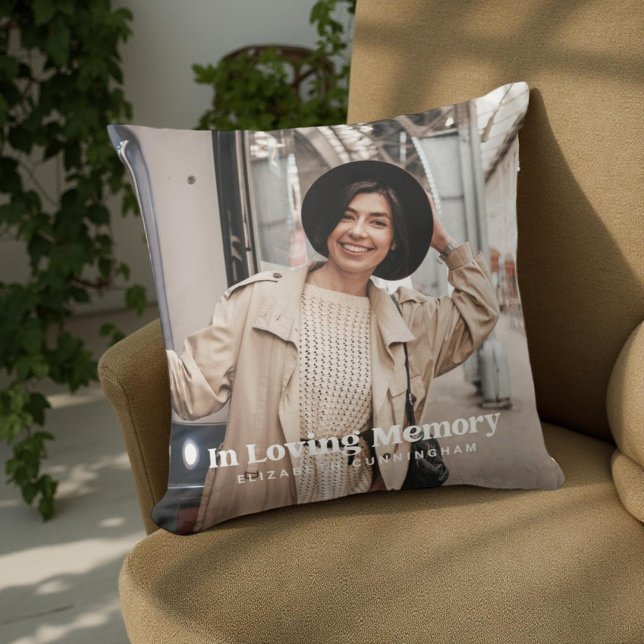In Loving Memory Modern Custom Photo Memorial Throw Pillow (Creator Uploaded)