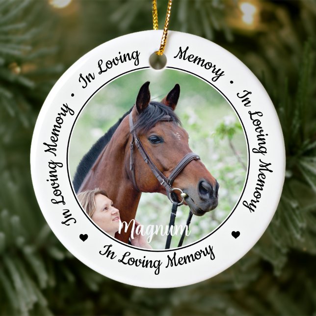 In Loving Memory Modern Elegant Photo Memorial Ceramic Ornament (Creator Uploaded)