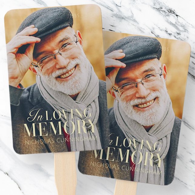In Loving Memory Modern Elegant Photo Memorial Hand Fan (Creator Uploaded)
