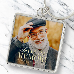 In Loving Memory Modern Elegant Photo Memorial Keychain