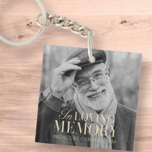In Loving Memory Modern Elegant Photo Memorial Keychain