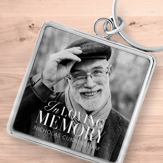 In Loving Memory Modern Elegant Photo Memorial Keychain (Creator Uploaded)