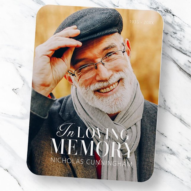 In Loving Memory Modern Elegant Photo Memorial Magnet (Creator Uploaded)