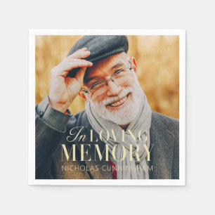 In Loving Memory Modern Elegant Photo Memorial Napkin