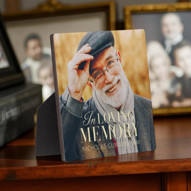In Loving Memory Modern Elegant Photo Memorial Plaque (Creator Uploaded)