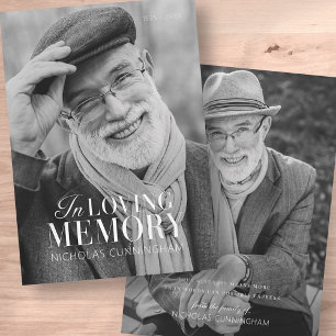 In Loving Memory Modern Elegant Photo Memorial Thank You Card