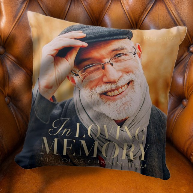 In Loving Memory Modern Elegant Photo Memorial Throw Pillow (Creator Uploaded)
