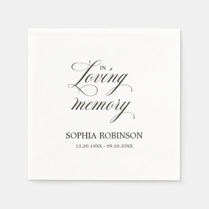 In Loving Memory Modern Elegant Script Funeral  Napkin