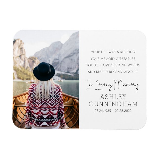 In Loving Memory Modern Elegant Simple Chic Photo Magnet (Horizontal)