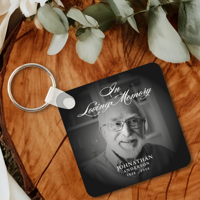 In Loving Memory Modern Memorial Keepsake Photo Keychain (Creator Uploaded)