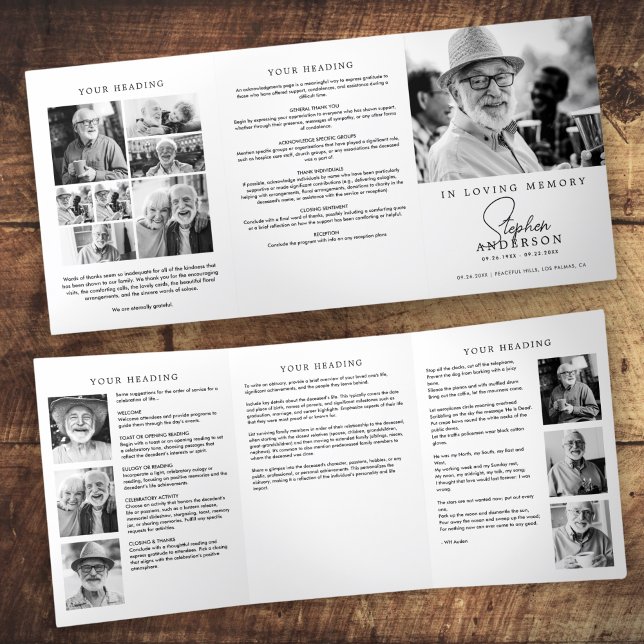 In Loving Memory Modern Minimal 14-Photo Funeral Tri-Fold Programme (Creator Uploaded)