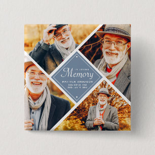 In Loving Memory Modern Multi Photo Template 2 Inch Square Button