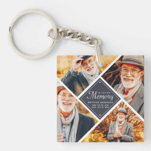 In Loving Memory Modern Multi Photo Template Keychain