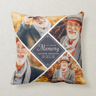 In Loving Memory Modern Multi Photo Template Throw Pillow