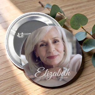 In Loving Memory Modern Name and Photo Keepsake 2 Inch Round Button