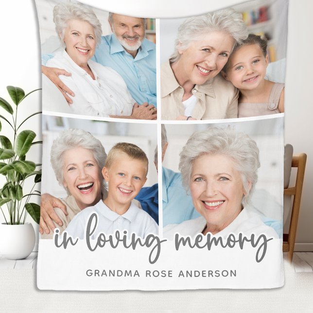 In Loving Memory Modern Photo Collage Fleece Blanket (Creator Uploaded)