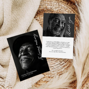 In Loving Memory Modern Script 2-Photo Funeral Thank You Card