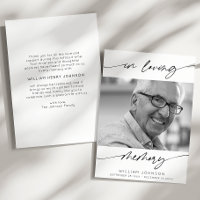 In Loving Memory Modern Script Photo Funeral