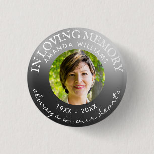 In Loving Memory Modern Silver 1 Inch Round Button