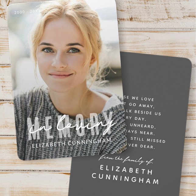 In Loving Memory Modern Simple Elegant Photo Thank You Card (Creator Uploaded)