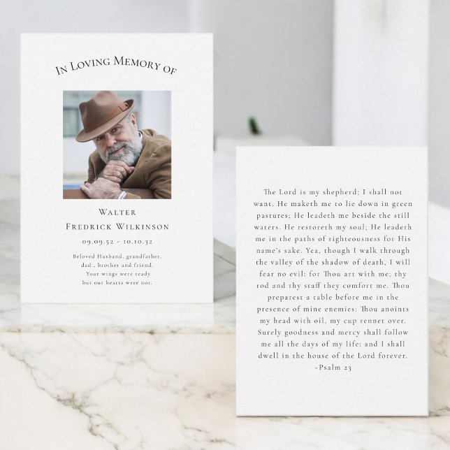 in loving memory modern simple photo  prayer card  (Creator Uploaded)