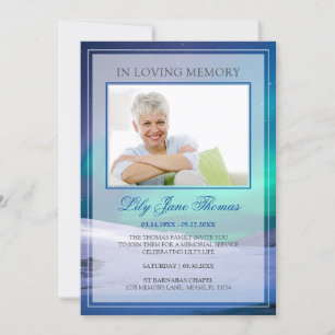 In Loving Memory Modern Starry Night Funeral Photo Invitation