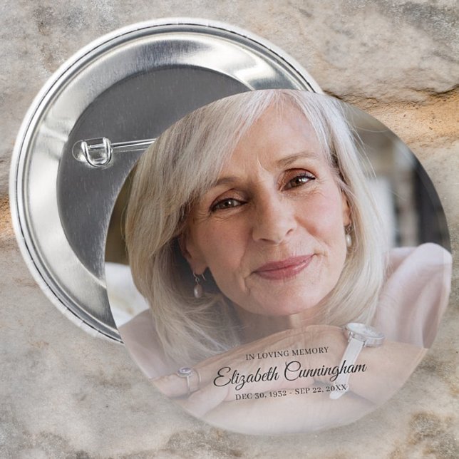 In Loving Memory Modern Vignette Photo Keepsake 2 Inch Round Button (Creator Uploaded)