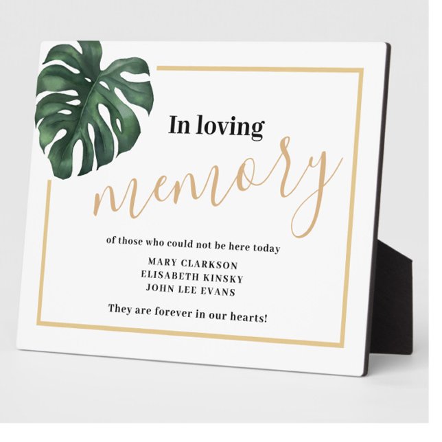 In loving memory Monstera Leaf Wedding Sign Plaque (Creator Uploaded)