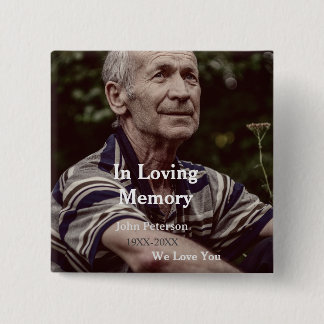 In Loving memory name year funeral memorial keepsa 2 Inch Square Button