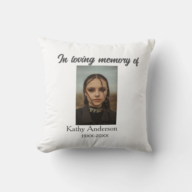 In loving memory of add name memorial keepsake throw pillow (Front)
