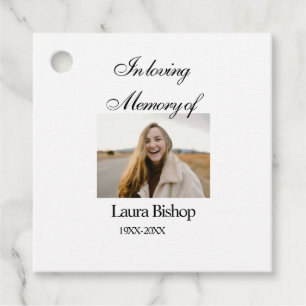 In loving memory of funeral keepsake add name year favour tags