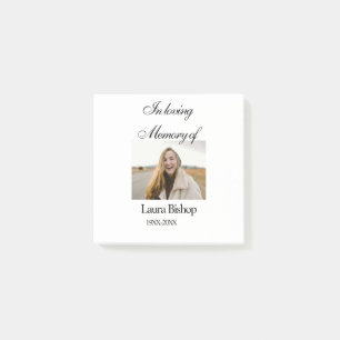 In loving memory of funeral keepsake add name year post-it notes