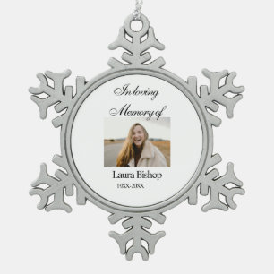 In loving memory of funeral keepsake add name year snowflake pewter christmas ornament